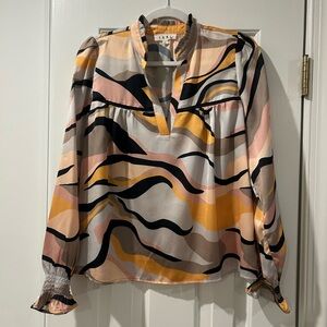 THML abstract print long sleeve blouse